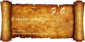 Fekete Orbán névjegykártya